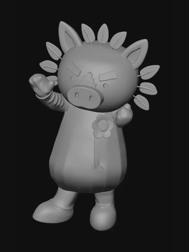 3D model for Leafy Green Pig Mascot