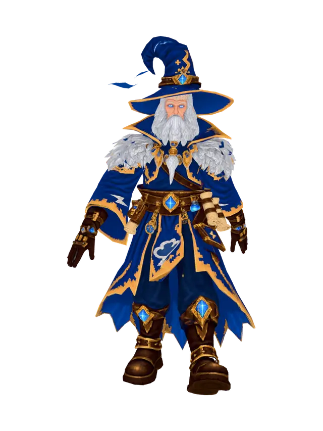 Old School Water Mage - Spellcasting 3D model, vytvořený pomocí AI