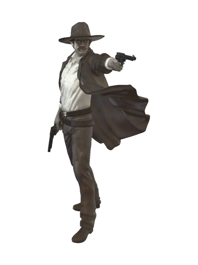 Wild West Gunslinger - Wildwest 3D model, vytvořený pomocí AI