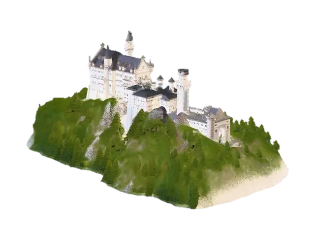 Neuschwanstein Castle - Tourist 3D model, vytvořený pomocí AI