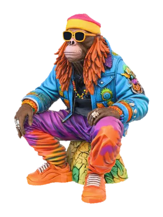Hip Hop Ape Vibes - Apes 3D model, vytvořený pomocí AI