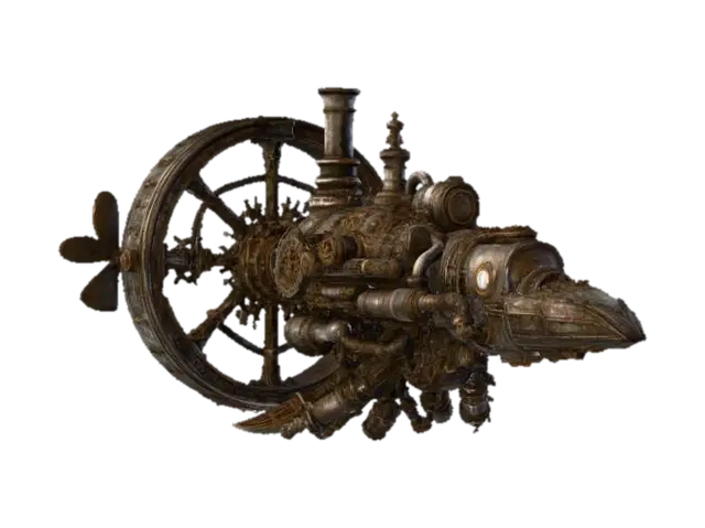 Steampunk Voyager - Airship 3D model, vytvořený pomocí AI