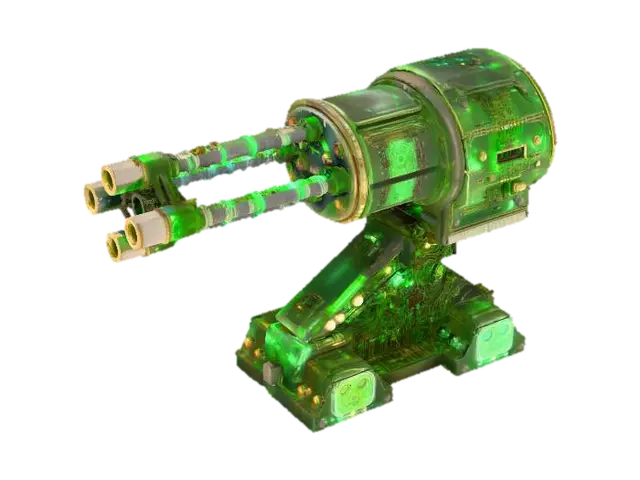 Laser Turret 3D model, vytvořený pomocí AI
