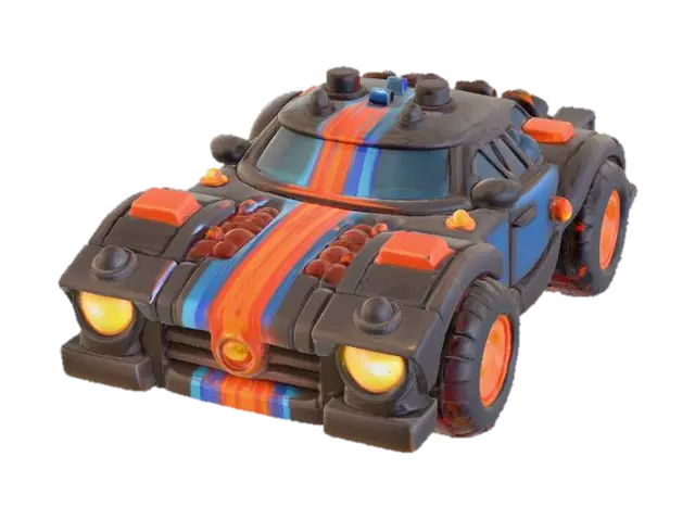 Speed Racer Neon Car 3D model, vytvořený pomocí AI