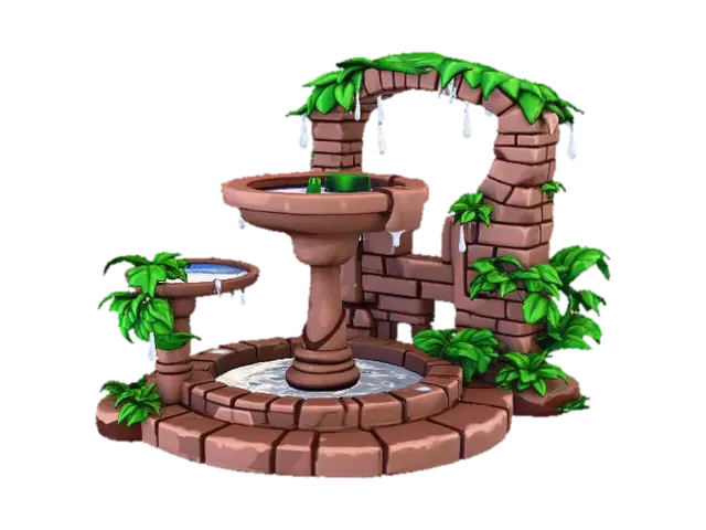 Ancient Fountain Oasis 3D model, vytvořený pomocí AI