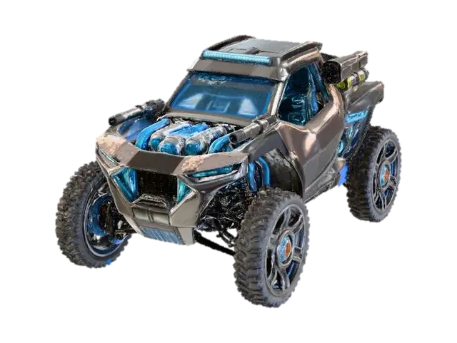 Futuristic Off-Road Warrior - Aggressive 3D model, vytvořený pomocí AI