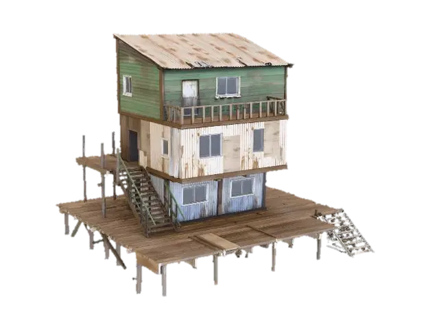 Shanty Dwelling - Harbor 3D model, vytvořený pomocí AI