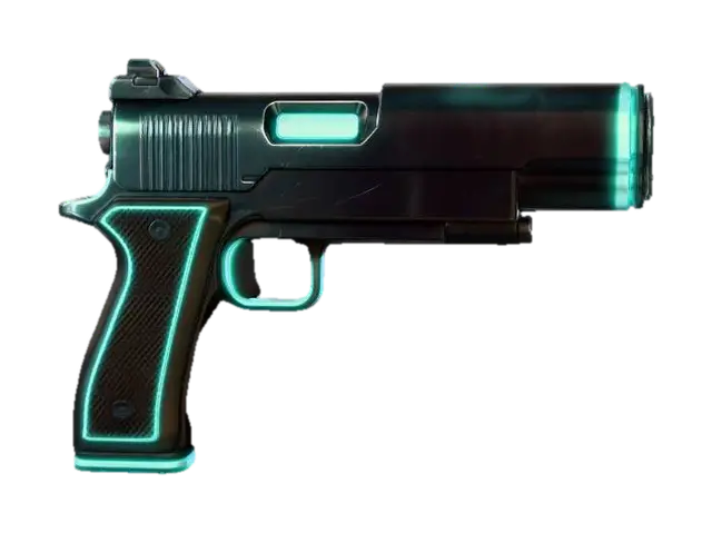 Neon Pulse Pistol X 3D model, vytvořený pomocí AI