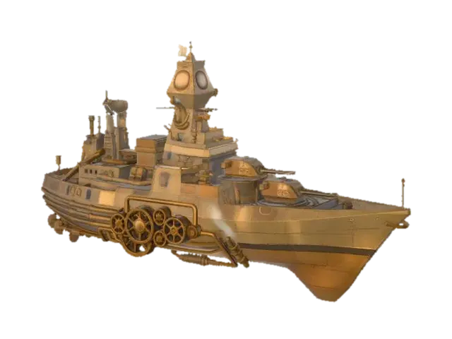 Steampunk_Ship_X - Boat 3D model, vytvořený pomocí AI