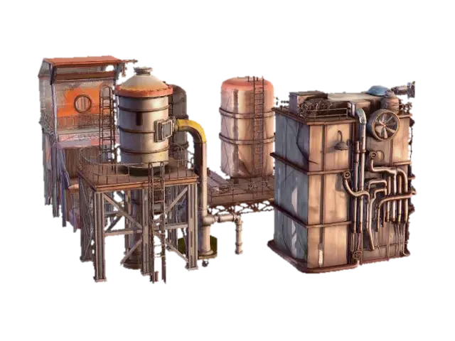 Rusted Foundry Comple.X - Factory 3D model, vytvořený pomocí AI