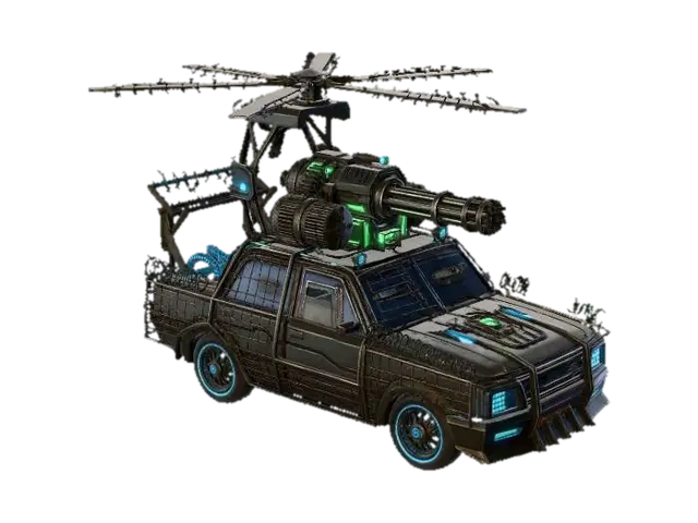 Skyblade Siege Truck X - Airship 3D model, vytvořený pomocí AI