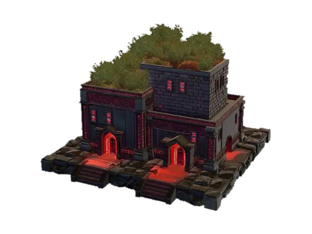 Crimson Runed Citadel X - Ruined 3D model, vytvořený pomocí AI
