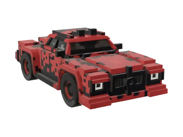 Crimson Pixel Racer 3D model, vytvořený pomocí AI