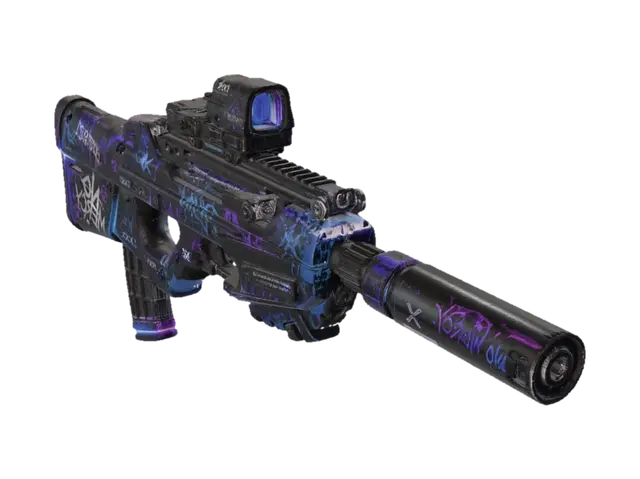 No Mercy Graffiti Assault Rifle - Streetart 3D model, vytvořený pomocí AI