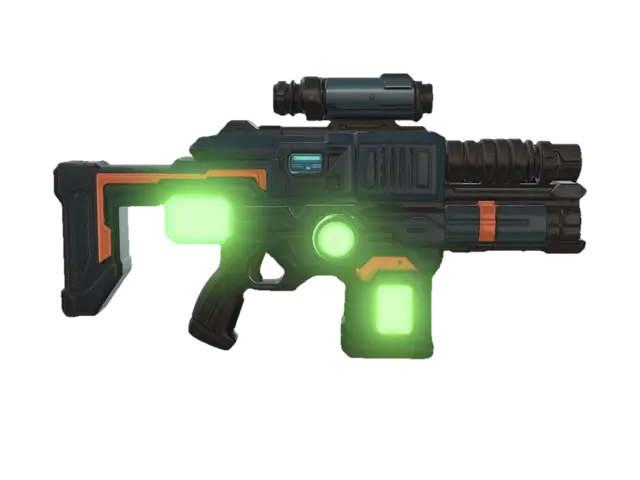 Neon Pulse Rifle 3D model, vytvořený pomocí AI