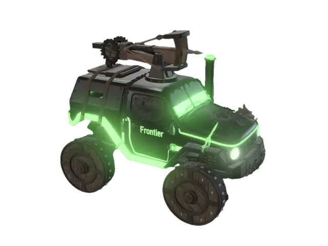 Neon Frontier Wagon 3D model, vytvořený pomocí AI