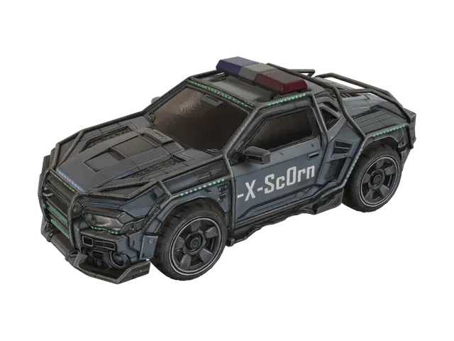 Cyberpunk Police Car 3D model, vytvořený pomocí AI
