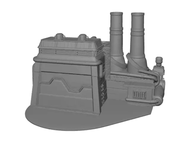 3D model for Industrial Engine with Striped Pipes