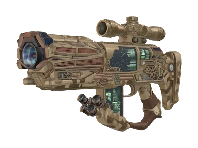 Desert Clockwork Rifle - Gunmetal 3D model, vytvořený pomocí AI