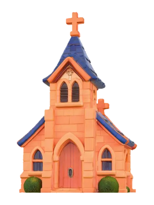 Charming Chapel Illustration 3D model, vytvořený pomocí AI