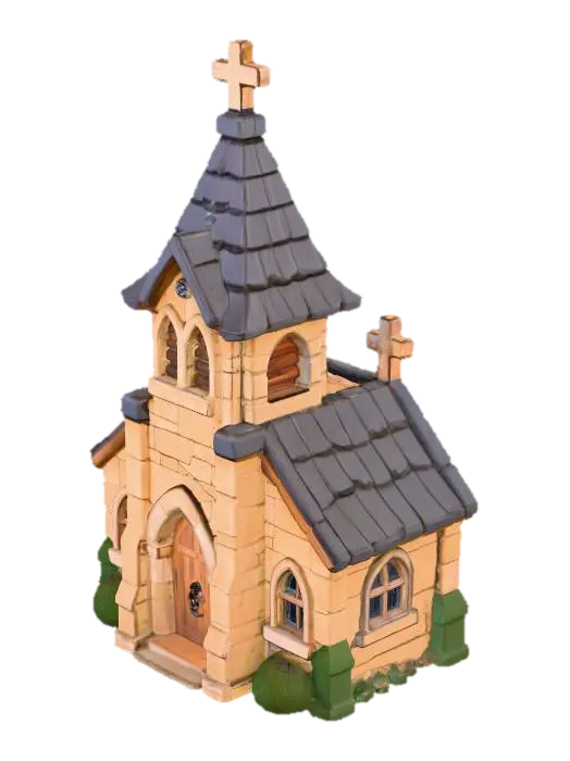 Charming Chapel Illustration 3D model, vytvořený pomocí AI