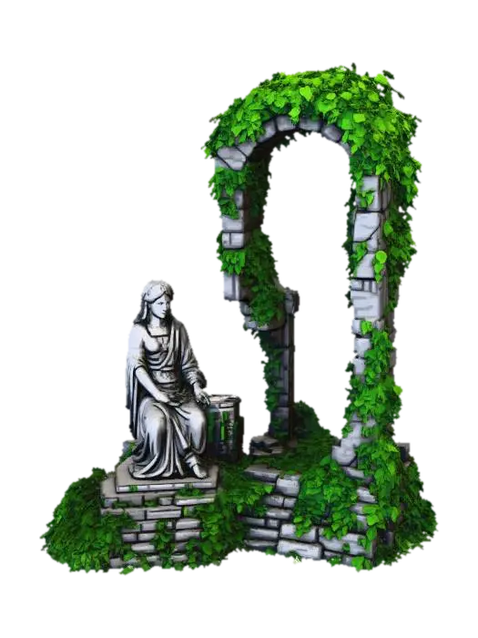 Overgrown Ancient Statue X.I - Artifacts 3D model, vytvořený pomocí AI