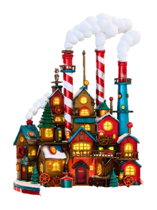 Enchanted Christmas Factory, #Christmas2025# - Decorations 3D model, vytvořený pomocí AI