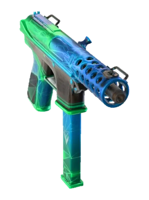 Neon Geometry Gun 3D model, vytvořený pomocí AI