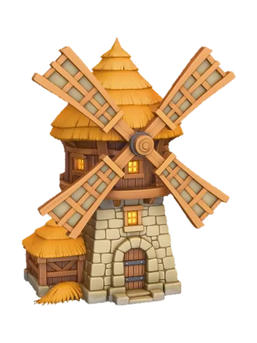Rustic Windmill X - Farm 3D model, vytvořený pomocí AI