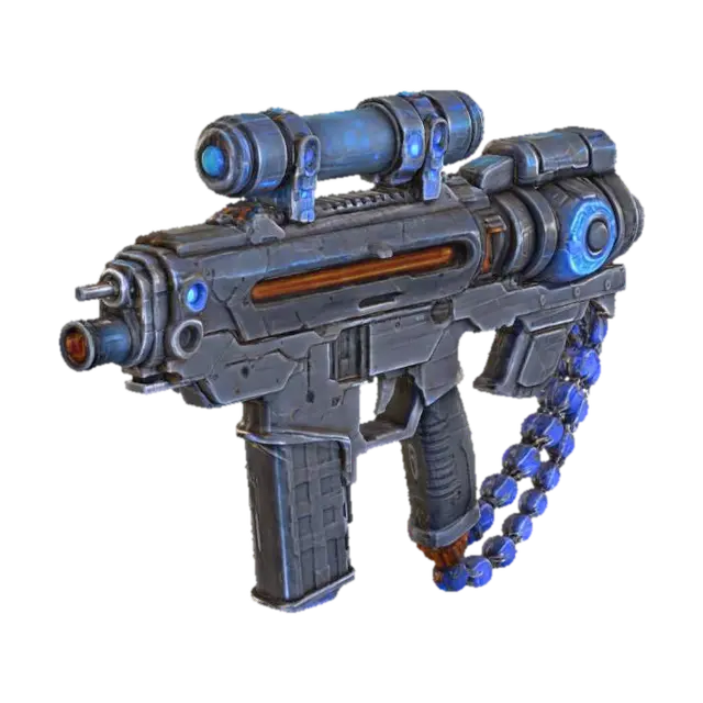 Neon Pulse Blaster 3D model, vytvořený pomocí AI