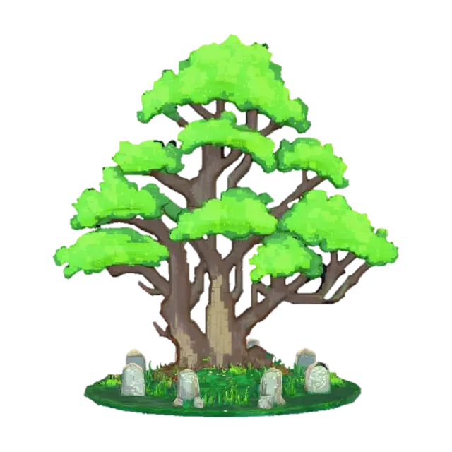 Ancient Pixel Tree - Gameart 3D model, vytvořený pomocí AI