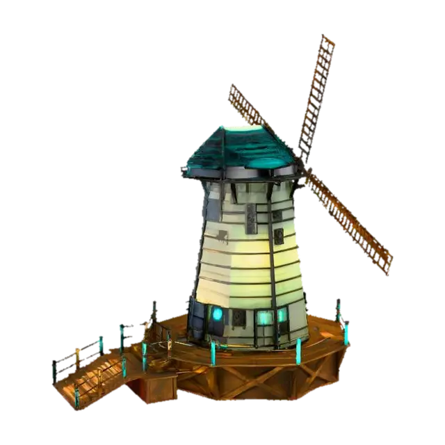 Windmill Haven 3D model, vytvořený pomocí AI
