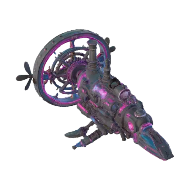 Steampunk Voyager - Airship 3D model, vytvořený pomocí AI