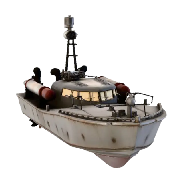Patrol Torpedo Boat 3D model, vytvořený pomocí AI
