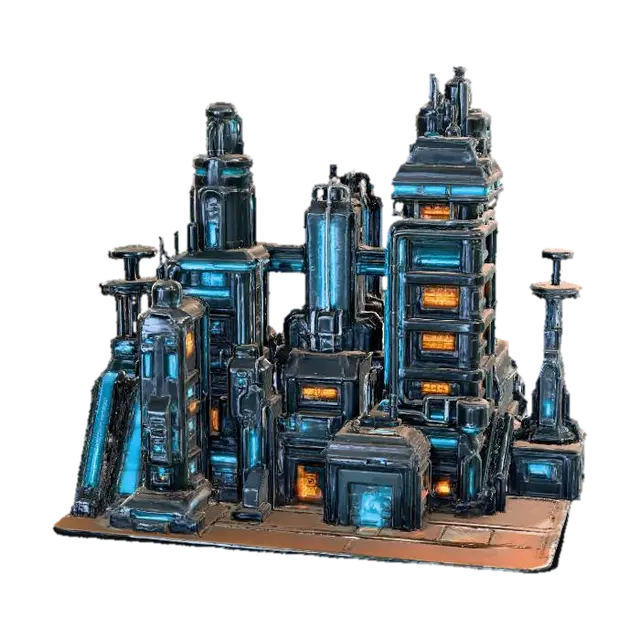 Futuristic Cityscape - Metropolis 3D model, vytvořený pomocí AI