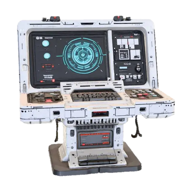 Futuristic Control Station, #Thanksgiving# - Interface 3D model, vytvořený pomocí AI