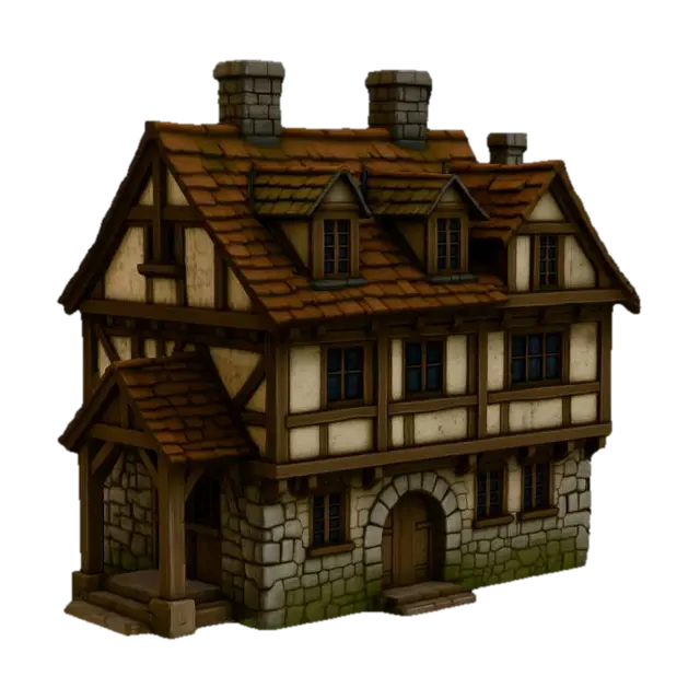 Medieval Cottage - Village 3D model, vytvořený pomocí AI