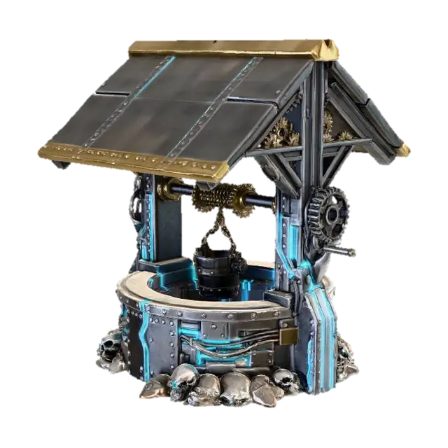 Cyberpunk Well 3D model, vytvořený pomocí AI