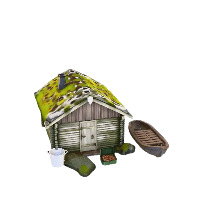 Cabin Retreat 3D model, vytvořený pomocí AI