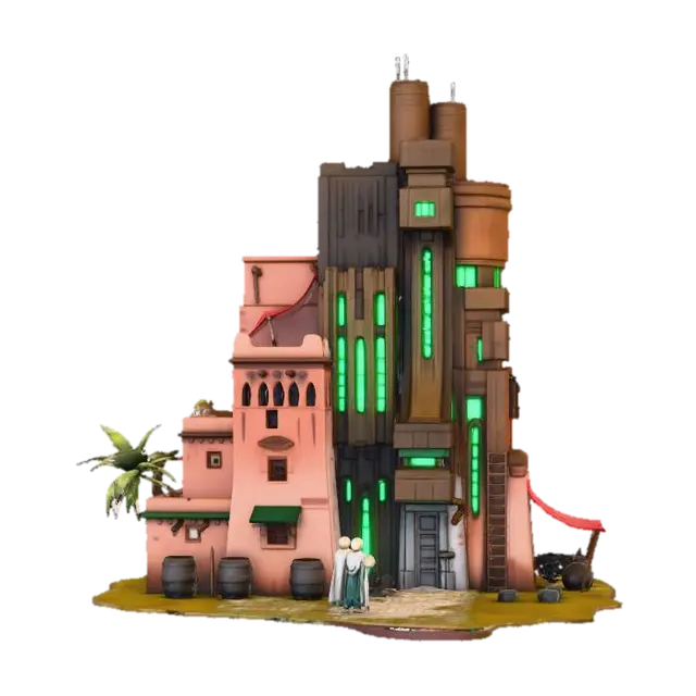 Cyber Oasis Tower X 3D model, vytvořený pomocí AI