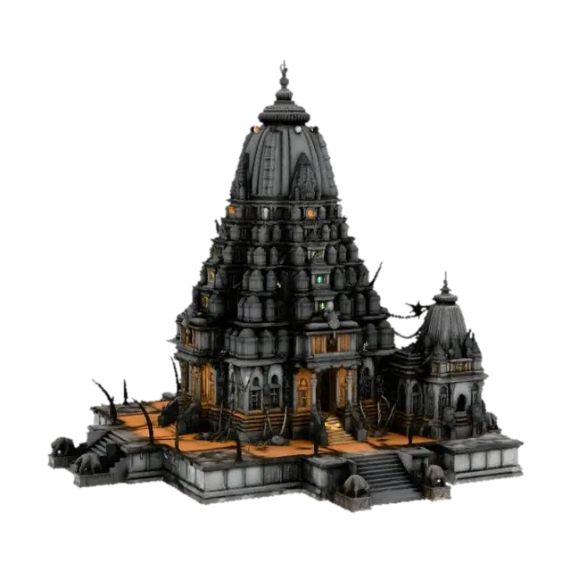 Temple of Shadows 3D model, vytvořený pomocí AI