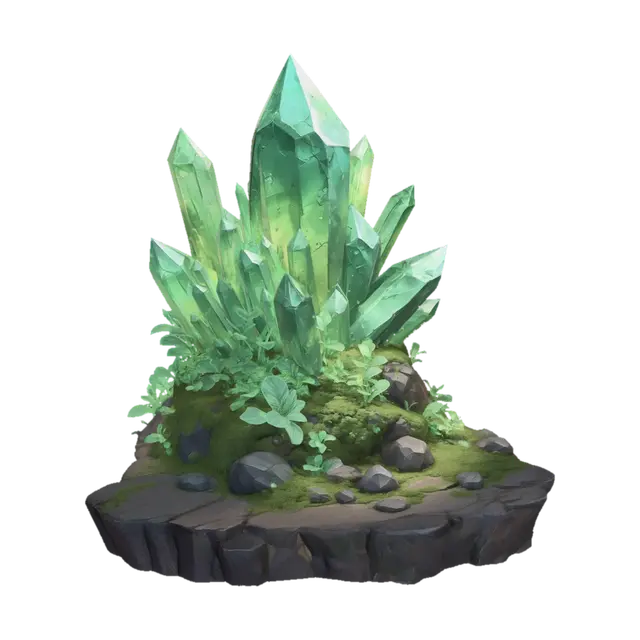 Emerald Crystal Cluster-3D-Modell, KI-generiert