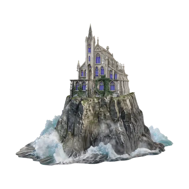 Sea Cathedral on the Cliff - Coast 3D model, vytvořený pomocí AI