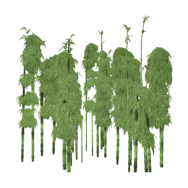 Emerald Bamboo Grove 3D model, vytvořený pomocí AI