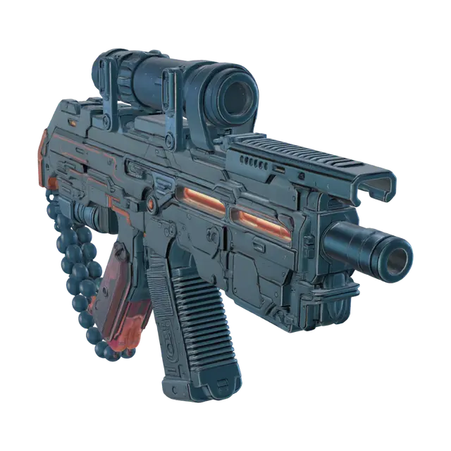Azure Pulse Rifle 3D model, vytvořený pomocí AI