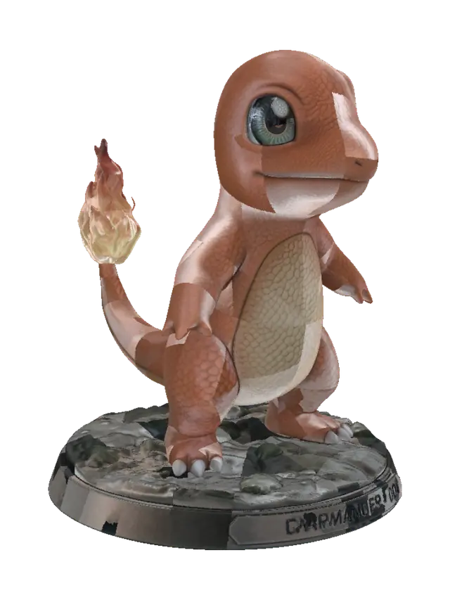 Charmander pokemon 3D model, vytvořený pomocí AI