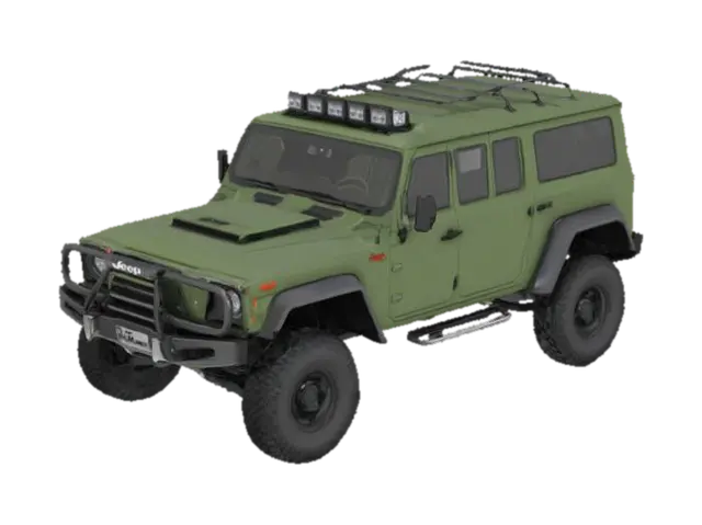 4 wheel suv style exploration vehicle, jeep, hummer 3D model, vytvořený pomocí AI