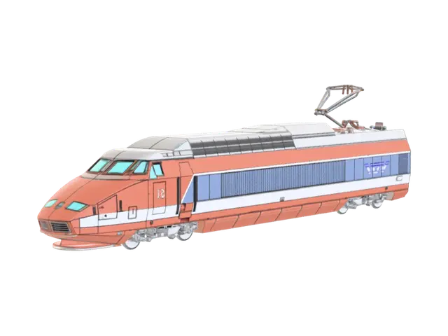 TGV first generation 1981 - Railroad 3D model, vytvořený pomocí AI