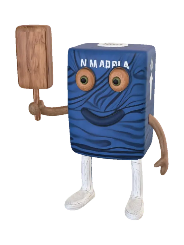 characte holding cricket bat 3D model, vytvořený pomocí AI