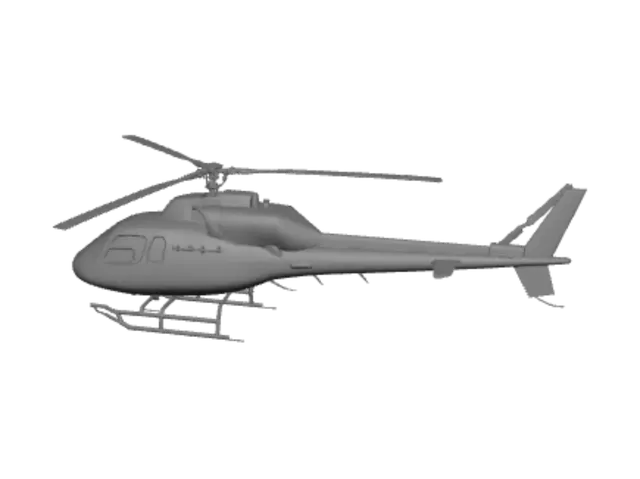3D model for Blue and White Helicopter in Flight